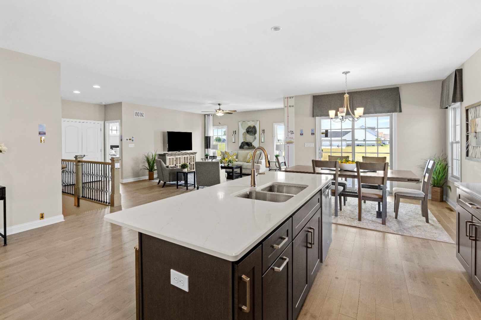Spacious living room with large windows